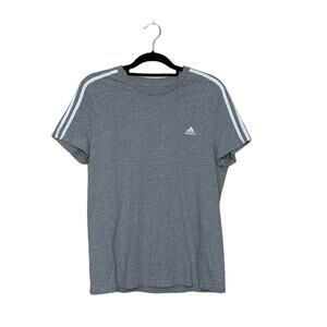 Adidas gray 3 stripes short sleeves tee size Xl